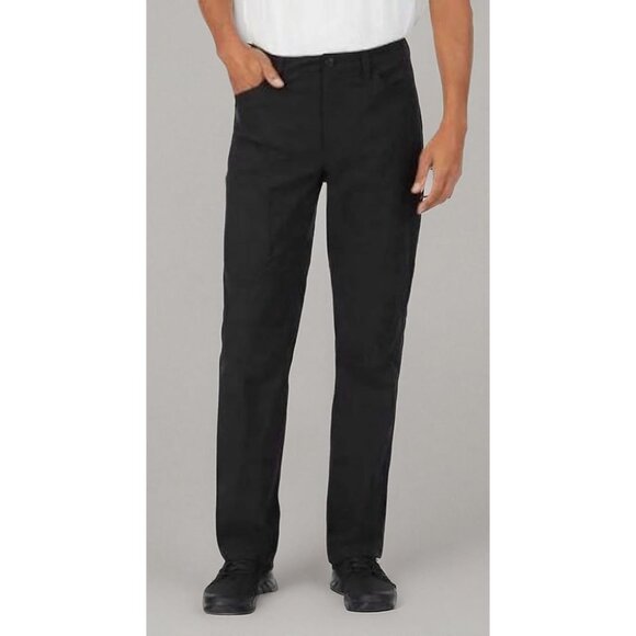 EDDIE BAUER Fleece Lined Tech Pants Black Chino Flat Front Mens 38x30 - Picture 1 of 10